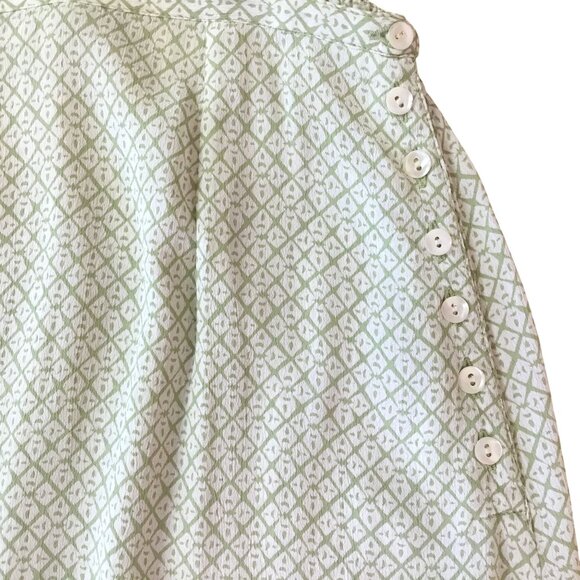 VTG PUTUMAYO Women Green White Side Button Maxi Skirt India Boho Cottagecore S - Picture 4 of 7